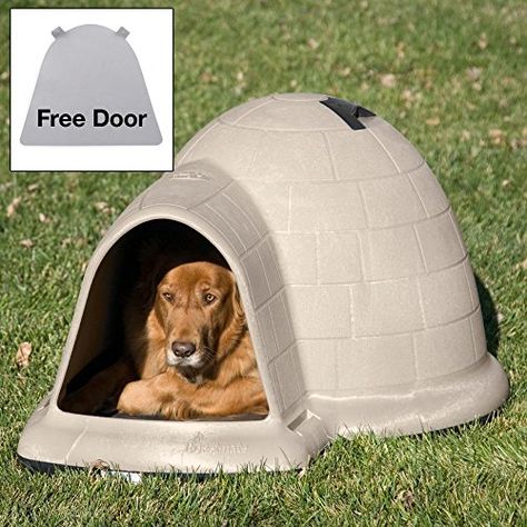 Petmate Indigo Dog House with FREE Dog Door - Tan - Large - (43.8L x 34W x 25.8H in.) -- Be sure to check out this awesome product. Dog Igloo, Igloo Dog House, Dalton Gang, Insulated Dog House, Large Dog House, Outdoor Dog House, Cool Dog Houses, Dog House Diy, Dog Kennel Outdoor