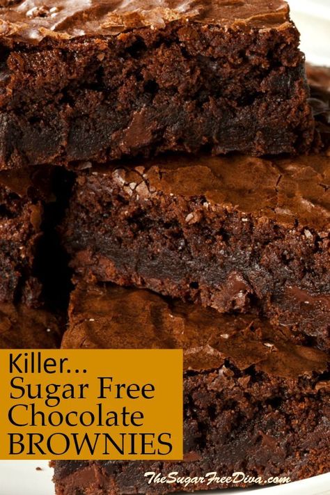 Sugar Free Chocolate Brownies, Tartiflette Recipe, Sugar Free Brownies, Sugar Free Baking, Sugar Free Recipes Desserts, Sugar Free Treats, Sugar Free Sweets, Homemade Dessert, Low Carb Dessert