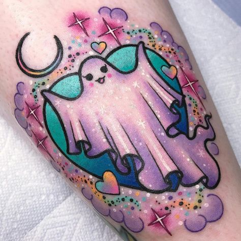 300 Best New School Tattoo Designs For Men (2023) - TattoosBoyGirl Pastel Ghost, Bright Tattoos, Ghost Tattoo, Muster Tattoos, Alien Tattoo, Kawaii Tattoo, Sweet Tattoos, Spooky Tattoos, Halloween Tattoo