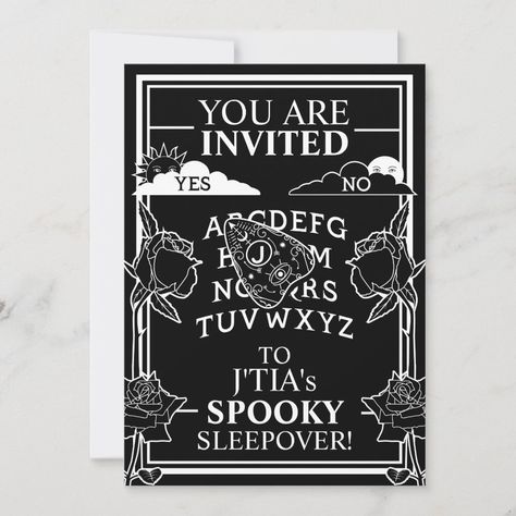 Sleepover Invitation, Sleepover Invitations, Invitation Card Party, White Gothic, Gothic Elements, Black And White Design, Party Card, Let's Talk, You Are Invited