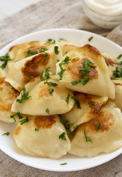 Fried Pierogies, Frozen Pierogies, Perogies Recipe, Pierogi Recipe, Fried Potato, Best Pans, Creamed Potatoes, Quick And Easy Dinner, Easy Pork