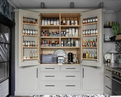 Dream Kitchen Design, Kitchen Cabinets Design Layout, Kitchen Larder Cupboard, Kitchen Pantry Cupboard, Kitchen Larder, Larder Cupboard, Joinery Design, Dream Kitchens Design, Eclectic Kitchen