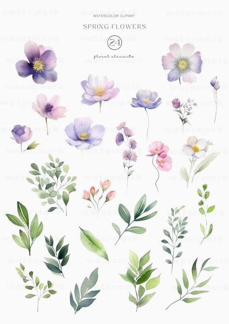 Colourful Creatures: Watercolour Animal Clipart Extravaganza Watercolor Flowers Png, Greenery Clipart, Spring Flowers Background, Watercolor Clip Art, Spring Clipart, Floral Save The Dates, Watercolor Floral Pattern, Paper Background Texture, Floral Clipart