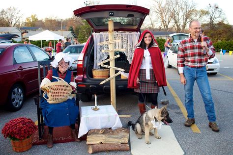 Trunk or Treat Red Riding Hood Red Riding Hood Trunk Or Treat, Little Red Riding Hood Trunk Or Treat, Trunk Or Treat Decorating Ideas, Halloween Garage, Trunk Or Treat Ideas, Junie B Jones, Hood Ideas, Boxcar Children, Red Ridding Hood