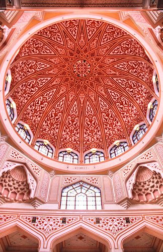 Masjid Putra - The Red Mosque | WeeKit Ong | Flickr Aladdin Palace, Red Mosque, Dorm Photo Wall, Mosque Interior, Pink Mosque, Color Architecture, Lehenga Inspiration, Islamic Tiles, Muslim Art