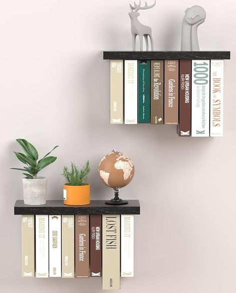 Amazon.com: Tohiasen Floating Book Shelves for Wall Mounted Set of 2, Wood Hanging Bookshelf, Book Display Shelf for Wall, Unique Space Saving Book Shelf Wall Book Holder (Brown) : Home & Kitchen Living Room Organizer, Small Book Shelves Ideas, Floating Bookshelf Bedroom, Teen Shelves, Wall Mount Bookshelf, Unique Shelves Creative Bookshelves, Hanging Bookshelf Ideas, Wall Bookshelf Ideas Bedroom, Tree Wall Shelves