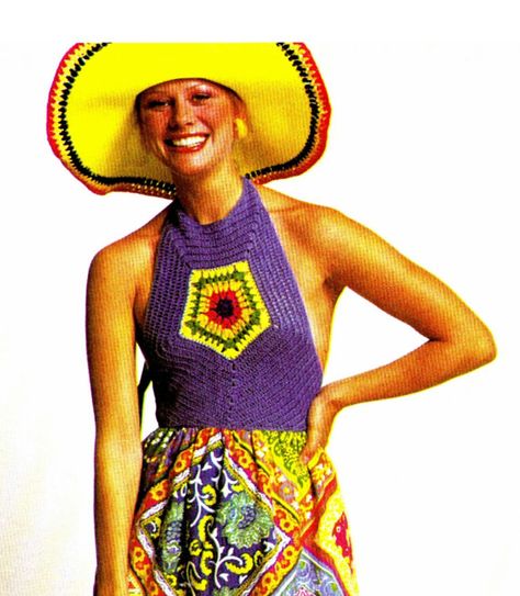 PDF Crochet Pattern  HALTER Dress PATTERN Retro  by KinsieWoolShop Crochet Jackets, Halter Dress Pattern, 70s Crochet, Dress Pdf Pattern, Halter Top Dress, Hippie Crochet, Crochet Halter Top, Vintage Crochet Patterns, Hippie Fashion