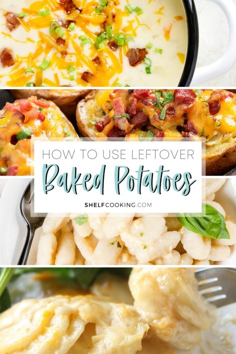 Potatoes Meal Prep, Bag Of Potatoes, Potato Recipes Crockpot, Shelf Cooking, Leftover Baked Potatoes, Canned Potatoes, Leftover Potatoes, Leftovers Soup, Baked Potato Recipes