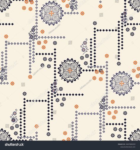 Ethnic Geometric Harmony Seamless Pattern Backgrounds Stock Illustration 2437926333 | Shutterstock Geometric Vector Pattern, Floral Allover Pattern, Etnic Pattern, Digital Print Textiles, Kashmiri Work, Ethnic Pattern Design, Allover Pattern, Batik Pattern, Flower Pattern Design