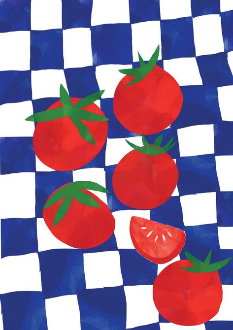 Retro Kitchen Art, Kitchen Paintings Art Wall Decor, Tomato Wall, Kitchen Collage, Artsy Wall, Tomato Art, Tomato Girl Summer, Food Prints, Wall Art For Kitchen