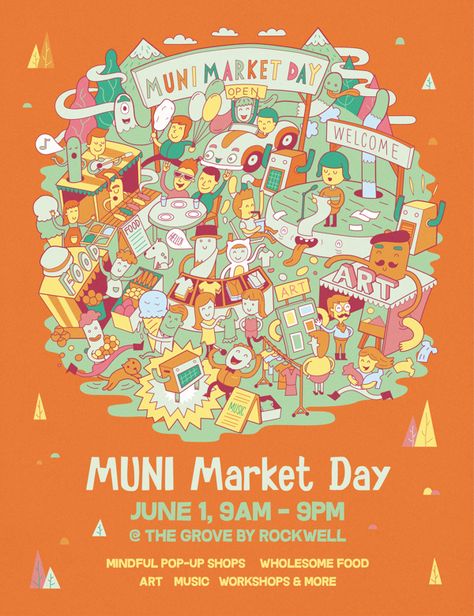 Muni Market Day Poster on Behance Bazaar Poster, Fifa Poster, Doodle Poster, Boba Recipe, Graphic Communication, Inspiration Poster, Makati City, Market Poster, Pop Up Art