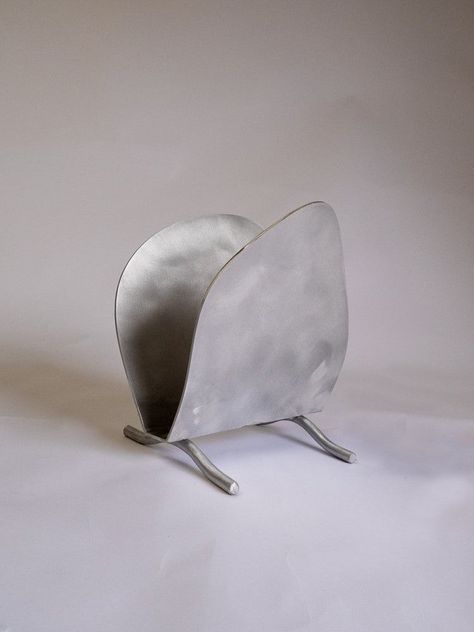 Metal Art Furniture, Metal Magazine Rack, Aluminium Decor, Mixed Metal Decor, Interior Design Pieces, Home Decor Objects, Magazine Racks, Organic Modernism, 1st Dibs