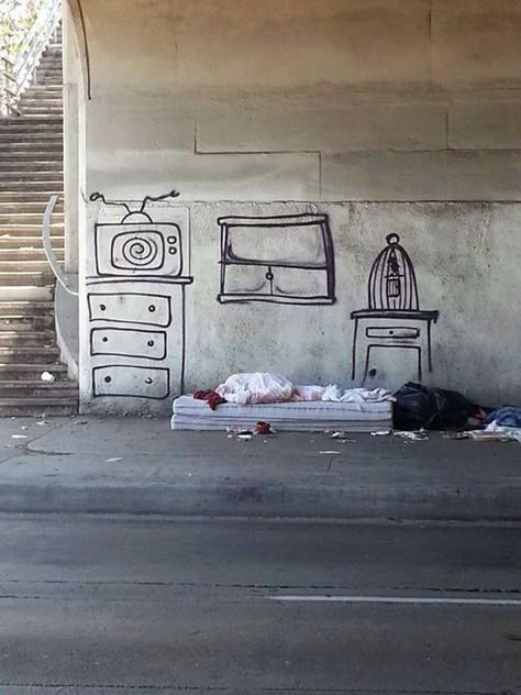 Art is where you make it. Homelessness Art, Saul Steinberg, Touching Photos, How To Become Rich, Art Street, Intj, Street Art Graffiti, Art Graffiti, Public Art