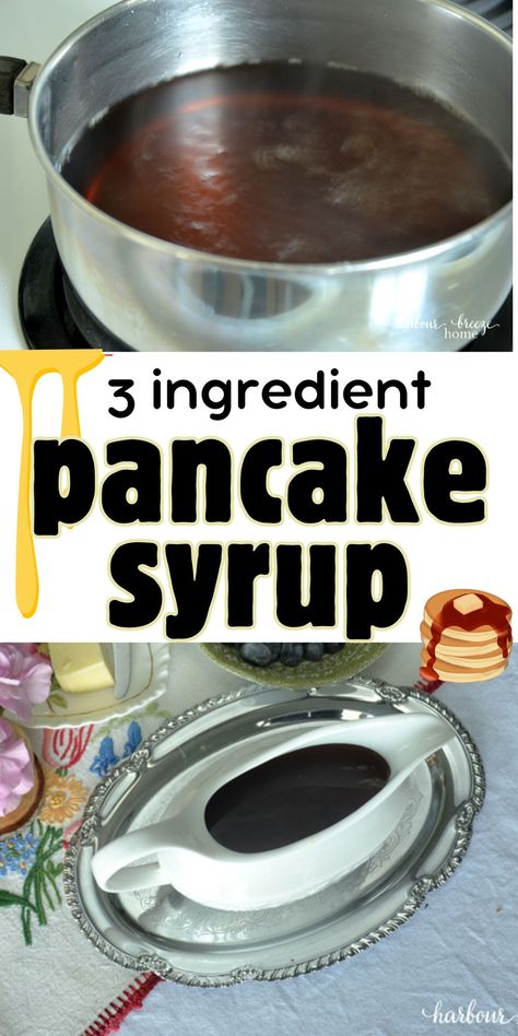 Homemade Syrup For Pancakes Easy, Homemade Pancake Syrup, Pancake Syrup Recipe, Homemade Apple Juice, 3 Ingredient Pancakes, Easy Pancake, Homemade Pancake Recipe, Homemade Sauce Recipes, Pancake Syrup