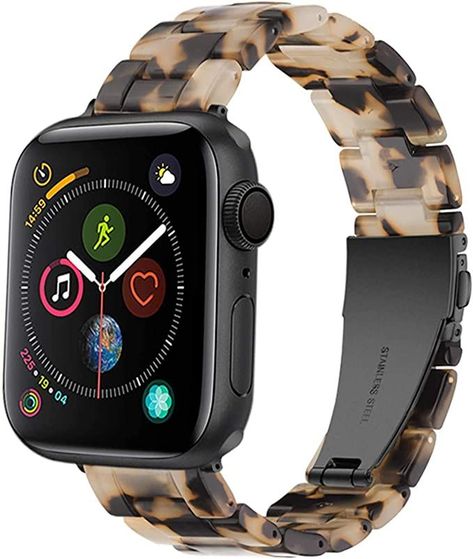 Love this tortoise shell band! Tortoise Shell Watch, Apple Watch Bands Fashion, Rose Gold Apple Watch, Gold Apple Watch, Bracelet Apple Watch, Wristband Bracelet, Apple Watch Series 3, Apple Watch 38mm, 38mm Apple Watch Band