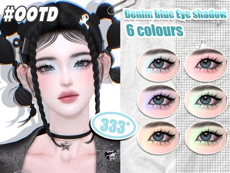 The Sims Cc, Mod Makeup, Blue Eye Shadow, Sims 4 Cc Eyes, Sims 4 Anime, Sims 4 Cc Makeup, Sims Games, Round Glasses Frames, Blue Eyeshadow