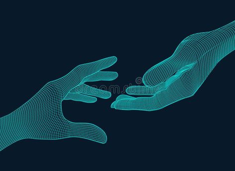 Reaching Wireframe hands. Vector of blue wireframe hands reaching to each other , #AFFILIATE, #hands, #Wireframe, #Reaching, #Vector, #reaching #ad Hands Reaching For Eachother, Hands Reaching For Each Other Drawing, Hands Reaching Up, Hand Reaching Out Drawing, Hands Reaching For Each Other, Illusion Kunst, Hand References, Hands Vector, Hands Reaching Out