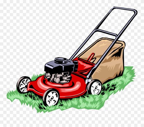 Vector Illustration Of Yard Work Lawn Mower Cuts Grass - Lawn Mower Clipart Cartoon Lawnmower, Lawn Mower Drawing, Lawnmower Drawing, Gardening Logo, Lawn Mowing Business, Summer Australia, Landscaping Logo, Lawn Work, Sublimation Ideas Projects Inspiration