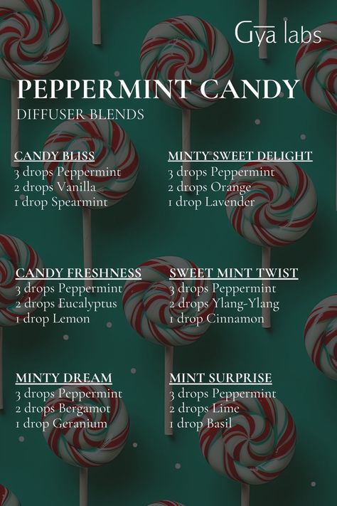 Refresh your space with our Peppermint Candy Diffuser Blends! Infused with the cool, invigorating aroma of peppermint and a hint of sweet candy, this blend revitalizes your atmosphere with a burst of festive cheer. Perfect for a crisp, clean vibe!  #GyaLabs #UpliftYourEveryday #essentialoils #summerseason #amazing #soulwisdom #August #vibes #summer  #summervibes #abundance #abundancemindset #miracles #blessings #inspiration #NaturalCare #HealthyLiving #EssentialOils #woman Candy Cane Essential Oil Blend, August Diffuser Blends, Peppermint Diffuser Blend, Peppermint Essential Oil Blends, August Vibes, Essential Oil Combinations, Simmer Pot, Essential Oil Diffuser Blends Recipes, Essential Oils Guide