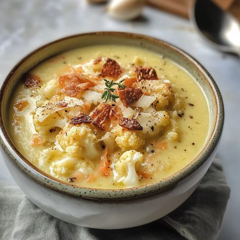 Cauliflower White Cheddar Soup, Creamy Cheddar Cauliflower And Roasted Garlic Soup, Cheddar Cauliflower Roasted Garlic Soup, Cheddar Cauliflower Soup, Cauliflower Cheddar Soup, Roasted Garlic Soup, Garlic Soup Recipe, Cheddar Cauliflower, Cauliflower Roasted