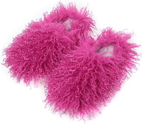 Amazon.com | Unisex Fuzzy Faux Fur Slippers, Women's Fluffy Long Hair Sheep Faux Fur Slip on Slides, Girls Luxury Big Fluffy Outdoor Flat Slippers, Long Curly Hair Non-Slip Warm Home Slide Shoes(Rose Red,8.5-9) | Slippers Fluffy Long Hair, Cat Slippers, Slide Shoes, Animal Slippers, Flat Slippers, Comfy Slippers, Bedroom Slippers, Warm Home, Faux Fur Slippers