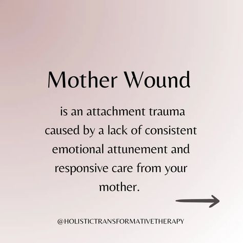 Have you heard about the Mother Wound? 💔 Read my article to learn about the symptoms of and ways to heal the Mother Wound so it doesn't affect your work, relationships, health and happiness any more! https://www.holistictransformativetherapy.com/post/healing-the-mother-wound-by-re-mothering-yourself You can take concrete steps today to move on instead of being stuck in old patterns of feeling and thinking caused by this attachment trauma. If you need additional support to achieve that, ju... Mother Wound In Men, Mother Wound Healing, Journal Healing, Mother Wound, Ways To Heal, Old Patterns, Healing Spirituality, Work Relationships, Inner Child Healing