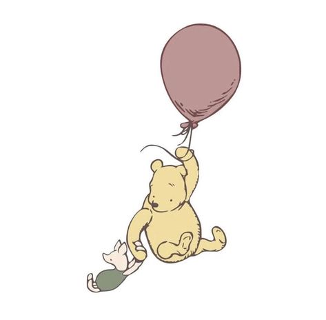 Vintage Winnie The Pooh Characters, Classic Winnie The Pooh With Balloon, Classic Pooh Wallpaper, Vintage Winnie The Pooh Art, Winnie The Pooh Vintage Illustration, Classic Winnie The Pooh Images, Winnie Pooh Vintage, Drawing Winnie The Pooh, Cricut Caketoppers