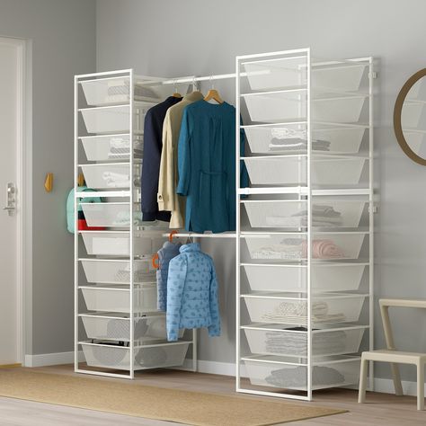 Jonaxel Ikea Hack, Ikea Jonaxel, Open Wardrobe Ideas, Clothes Rail Ikea, Ikea Closet, Wardrobe Systems, Large Wardrobes, Open Wardrobe, Ikea Website