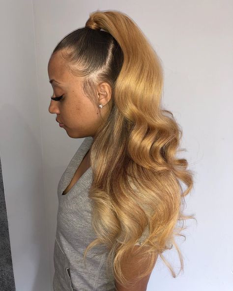 Pretty Wigs, Slay Hairstyles, Future Hairstyles, Sweet 17, Blonde Ambition, Sleek Ponytail Hairstyles, Blonde Hair Girl, Quick Weave Hairstyles, Dyed Natural Hair