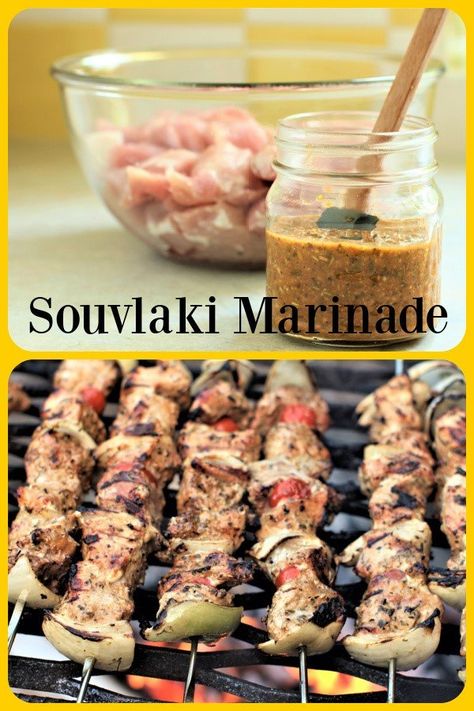 Lamb Souvlaki Marinade, Pork Souvlaki With Tzatziki, Pork Greek Marinade, Greek Lamb Marinade, Chicken Slovakia Marinade, Beef Souvlaki Marinade, Souvlaki Marinade Pork, Pork Chop Recipes Greek Yogurt, Chicken Slouvaki Marinade