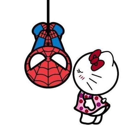 Coloring Pages Bratz, Hello Kitty X Spiderman, Spiderman And Hello Kitty, Spiderman Coloring Pages, Small Diy Gifts, Bratz Coloring, Boyfriend Kissing, Hello Kitty Imagenes, Hello Kitt