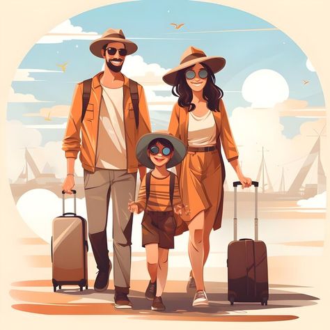 Photo family tourists illustration desig... | Premium Photo #Freepik #photo Family Travel Illustration, Tourist Illustration, Tourist Pictures, Family Vector, Minimalist Flat, Whatsapp Profile, Whatsapp Profile Picture, Photo Family, Travel Illustration