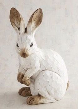 Bunny Pillows, Carved Wooden Animals, Woodland Rabbit, Diy Fimo, Bunny Statue, Rabbit Sculpture, Easter Pillows, Foyer Table, Tanah Liat