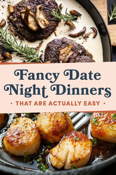 Easy Fancy Dinner Recipes, Easy Fancy Dinner, Dinner Date Recipes, Valentines Food Dinner, Night Dinner Recipes, Impressive Dinner, Fancy Date Night, Fancy Date, Fancy Dinner Recipes