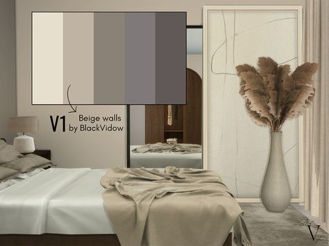 The Sims Resource - Beige Walls V1 Sims 4 Beige Cc, Sims 4 Walls, Sims 4 Cc Walls, Mod For Sims 4, Wall Nook, Mod Wall, Sims 4 Tsr, Sims 4 Bedroom, Cc Furniture