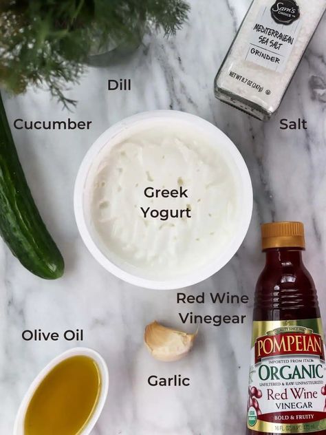 Tzatziki is a delicious salted cucumber and creamy dill yogurt dip. This authentic recipe is made with only 7 ingredients and is super easy to make! Greek Dill Yogurt Sauce, Gyro Dip Recipe, Dill Yogurt Dip, Yogurt Dill Dressing, Tzatziki Dip Recipe, Taziki Sauce, Cucumber Yogurt Sauce, Tzatziki Recipe, Belize Food