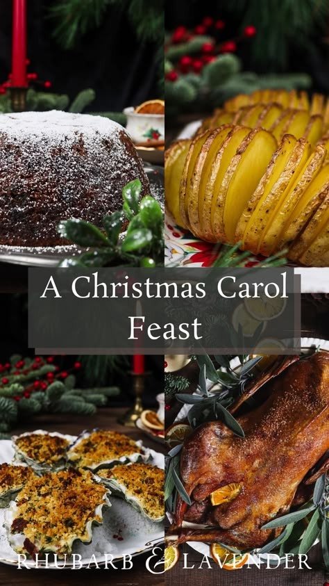 Christmas Carol Themed Party Food, Feast Of St Nicholas Food, Christmas Duck Recipes, Medieval Food Recipes, Victorian Christmas Party, Traditional Turkey Dinner, Christmas Lunch Menu, Baked Oysters, Victorian Recipes