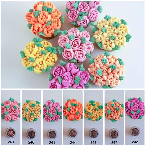 Russian Cake Decorating, Russian Decorating Tips, Russian Icing Tips, Cupcakes Flores, Russian Cakes, Russian Piping Tips, Piping Nozzles, Cake Piping, Icing Piping