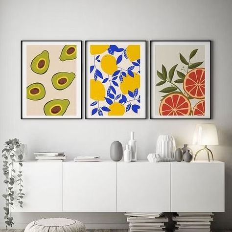 Wall Decor Painting Canvases, Kitchen Artwork Painting, Kitchen Artwork Ideas, Chi Tea, Kitchen Paintings, Kitchen Canvas Art, Kitchen Wall Art Printables, Cuadros Diy, Fruit Prints