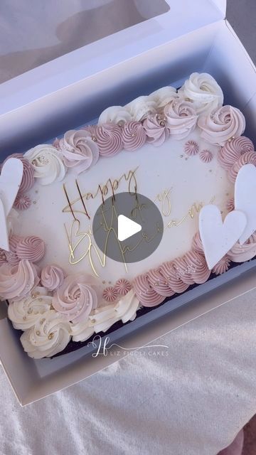 LIZ FIGOLI CAKES on Instagram: "Decorating a sheet cake 💕💫

Coat of icing and decorating real time: 22 minutes 

I’m going to do a full breakdown of how long this sheet cake took to make from start to finish in another reel. 

Side note but can anyone recommend a good phone stand that records from the top? 

Inspired by: @a.mariecakery 
Topper: @sweettoothmelbourne 
Piping tips: @loyalbakeware - 1M & 4B 
Dusk: @colour.mill 
White: @chefmaster 
Supplies: @cakerswarehouse (LIZ10 for 10% discount) 

Save and follow for more @lizfigolicakes 🤍

#cakedecoratingtips #cakedecorating #cakedecorator #cakeartist #cakeart #cake #cakes #caker #cakesofinstagram #cakesofillawarra #shellharbour #smallbusiness #cakereel #cakereels #reels #reelsinstagram #reelsvideo #reelsviral #reelslovers #reelstrendin Decorating A Sheet Cake, Simple Anniversary Cakes, Frosting Techniques, Tall Cakes, Decorating Cakes, Piping Tips, Cake Videos, Chocolate Buttercream, Anniversary Cake