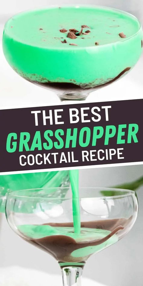 Grasshopper Drink Recipe, Grasshopper Cocktail Recipes, Event Drinks, Grasshopper Cocktail, Company Recipes, Mint Drink, After Dinner Mints, Mint Cocktails, Chocolate Cocktails