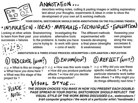 When Annotating your sketchbooks and blog posts, refer to this hand out to help you discuss your work and your research. Annotating Photography, Gcse Art Annotation Examples, How To Analyse A Book, Photography Annotation, Sketchbook Annotation, Analysing Art, Art Annotation, Artist Analysis, Art Analysis