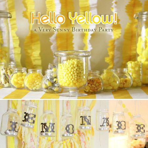 Hello Yellow! A Summer Birthday Party Yellow Birthday Party, Yellow Birthday Parties, Yellow Party, Yellow Birthday, Lemonade Party, Birthday Summer, Sunshine Birthday, Party Hostess, Sweet Party