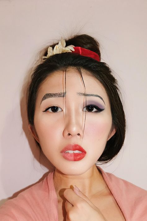 Mulan Makeup Ideas, Mulan Inspired Makeup, Mulan Hairstyles, Mulan Makeup Look, Mulan Makeup, Mulan Halloween, Mulan Cosplay, Pink Photoshoot, Disney Princess Makeup