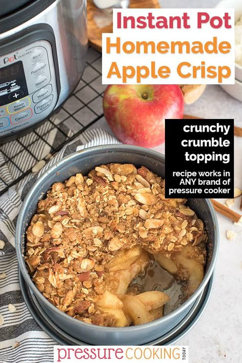 Apple Crisp Instant Pot, Instant Pot Apple Crisp, Instant Pot Cake Recipe, Pressure Cooker Desserts, The Best Apple Crisp, Homemade Apple Crisp, Oat Crumble Topping, Best Pressure Cooker Recipes, Best Apple Crisp