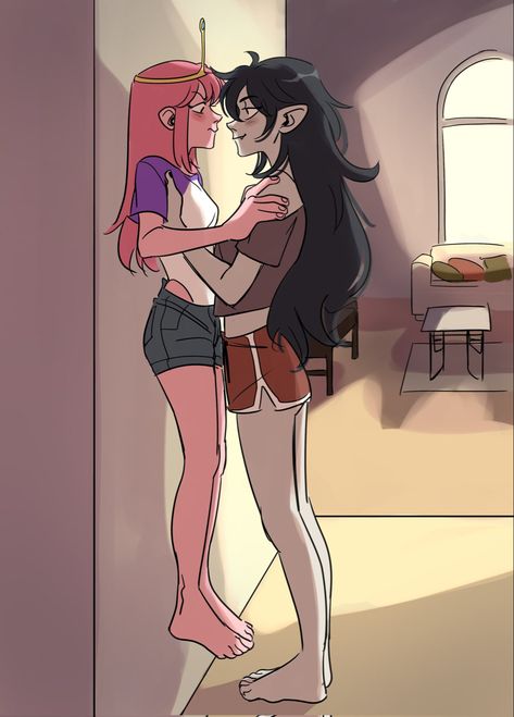 Adveture Time, Marceline And Princess Bubblegum, Marceline And Bubblegum, Adventure Time Cartoon, Adventure Time Marceline, Lesbian Art, Lgbt Art, Queer Art, Princess Bubblegum