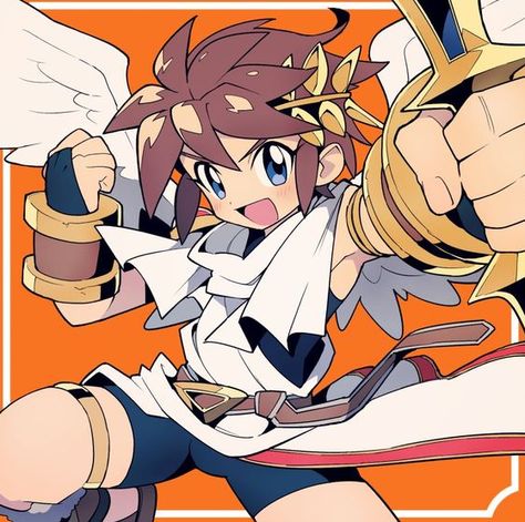 Pit Kid Icarus, Dark Pit Kid Icarus, Clenched Hand, Angel Wings Black, Brown Footwear, Laurel Crown, Kid Icarus Uprising, Wings Black, Black Angel Wings