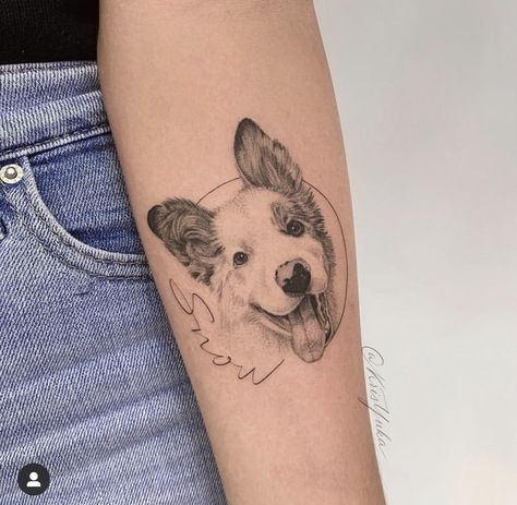 Dog Tattoo Inspiration, Pet Portraits Tattoo, 3 Dogs Tattoo, Memorial Dog Tattoos, Pet Tattoos Dog, Tattoo Dog Paw, Dog Tattoo Portrait, Tattoo Perro, Pet Portrait Tattoo