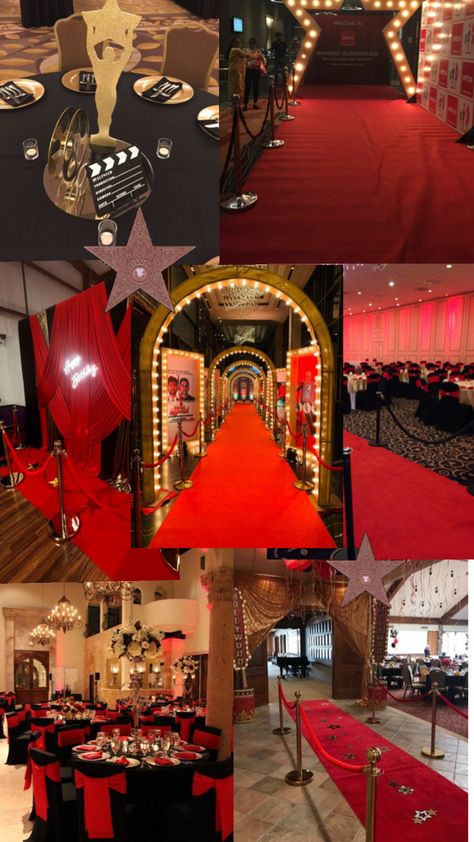 Red Carpet Party Decorations, Hollywood Theme Prom, Hollywood Red Carpet Theme, Oscar Party Decorations, Hollywood Theme Party Decorations, Old Hollywood Prom, Red Carpet Theme Party, Old Hollywood Decor, Oscars Theme Party