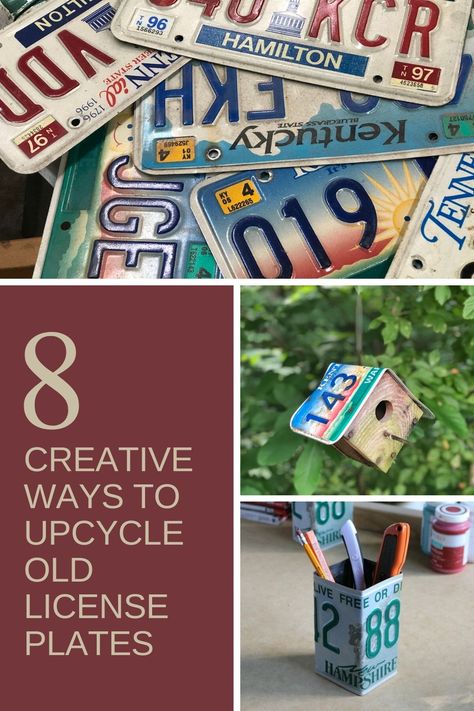 There is a whole group of people out there who love to collect antique license plates. We don’t collect them, but we do find them very cool. But what do you do with them once you collect them? Here are 8 creative ways to upcycle old license plates. Whether you are looking for wall art, birdhouses, maps or pencil boxes, there are ideas for every style! Diy License Plate Ideas, License Plate Art Ideas, Old License Plate Ideas, License Plate Crafts Projects, License Plate Ideas, License Plate Crafts, Old License Plates, License Plate Art, Plate Ideas